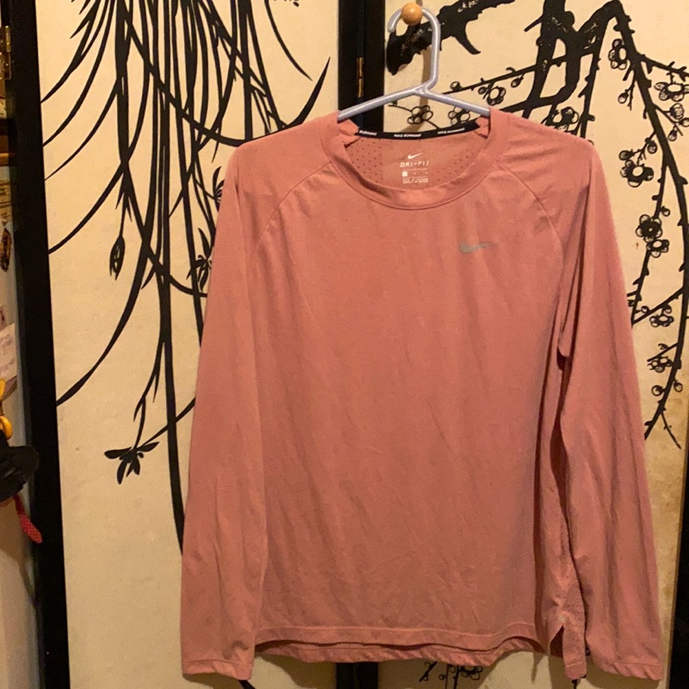 Nike Women’s Dri-Fit Breathable Miler Running Shirt Rust Pink/Reflective Silver